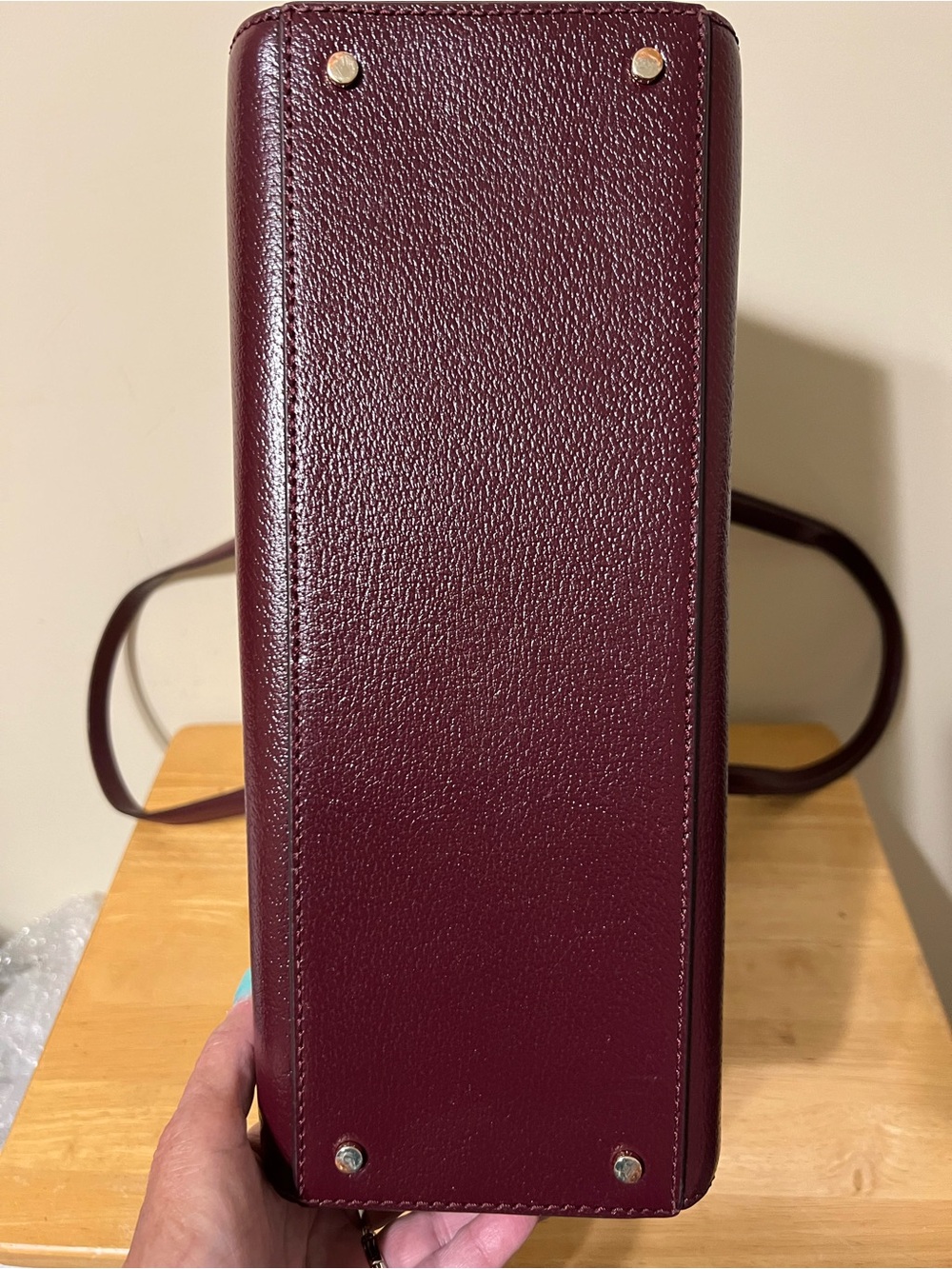 Kate Spade Burgundy Pebbled Leather Shoulder Tote - Picture 6 of 10